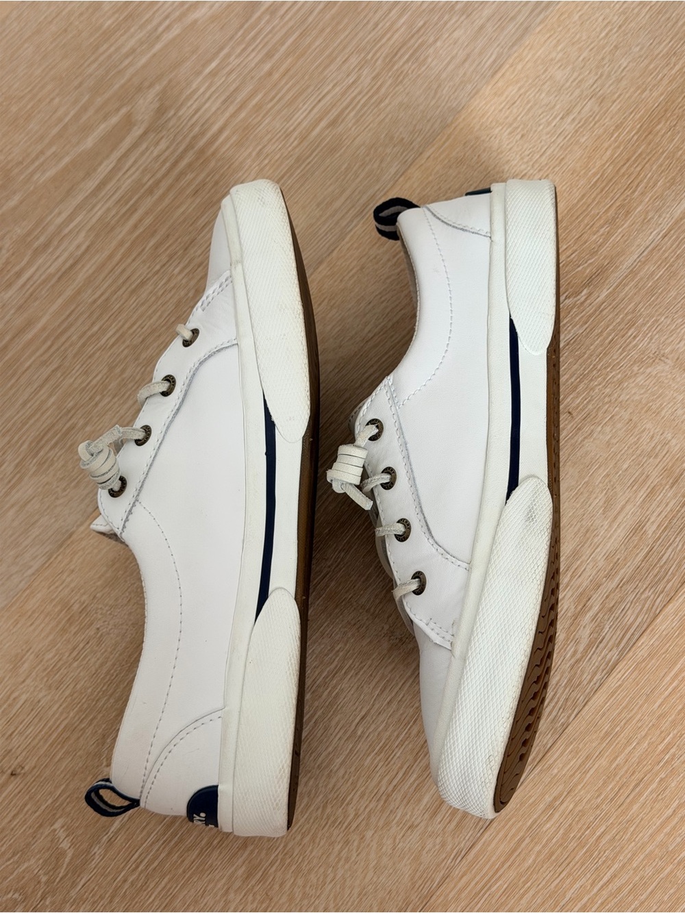 Sperry Pier Wave LTT Leather Sneakers White Lace Up Shoes 8.5 - Picture 9 of 10